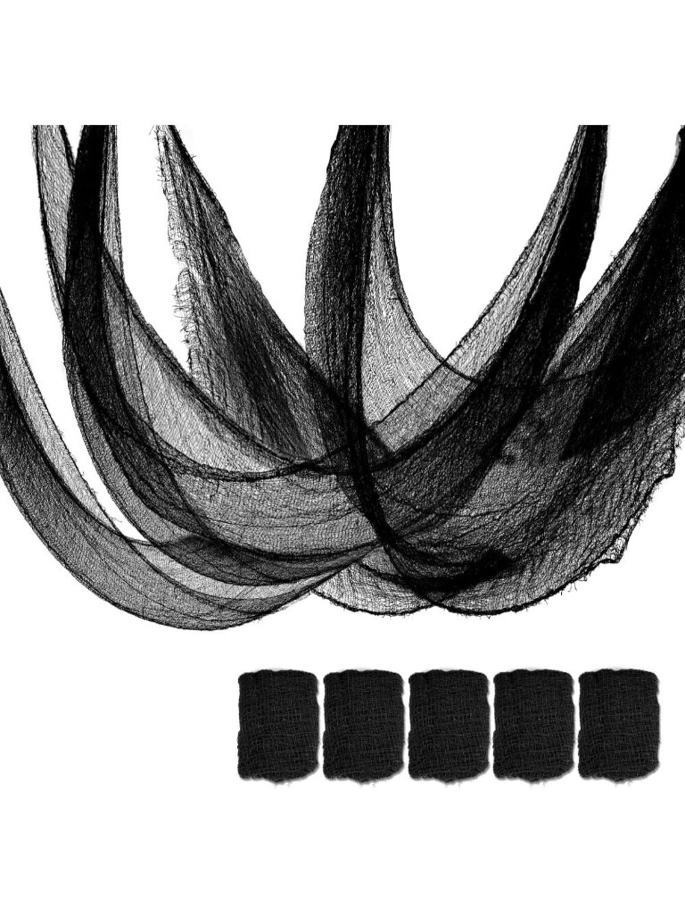 5 Pcs Black Halloween 72 x 30" Gauze Creepy Cloth Fabric Tapestry Decorations
